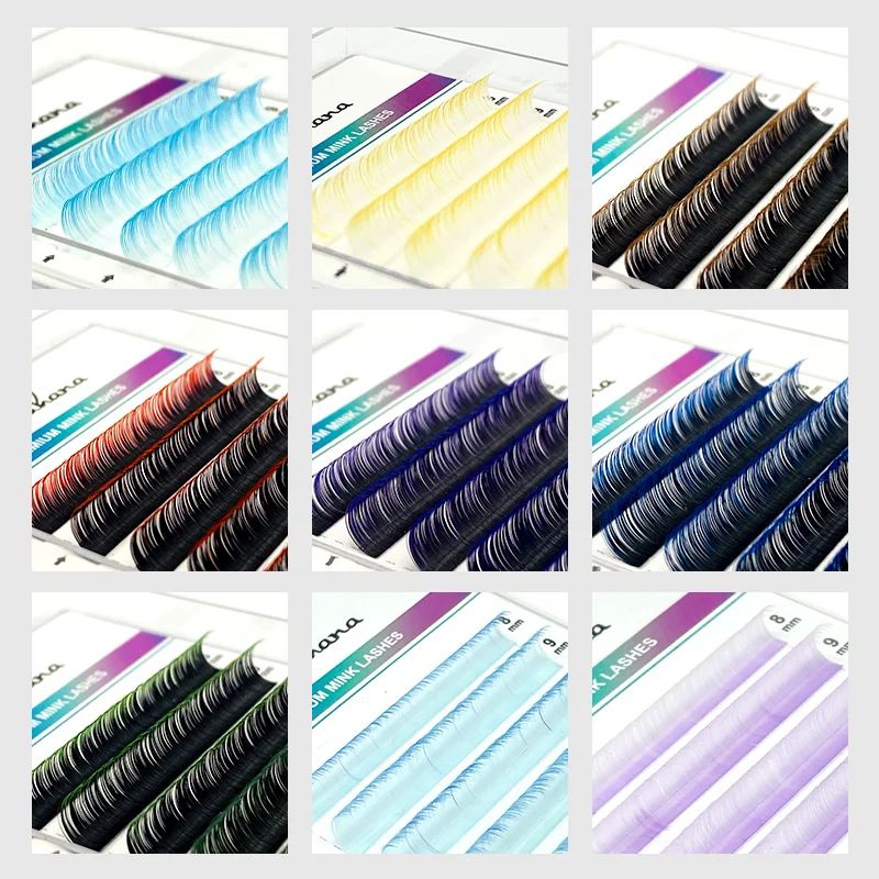 NATUHANA Gradient Coloed False Eyelashes Individual Synthetic Mink Ombre Fake Lashes False Rainbow Eyelash Extension