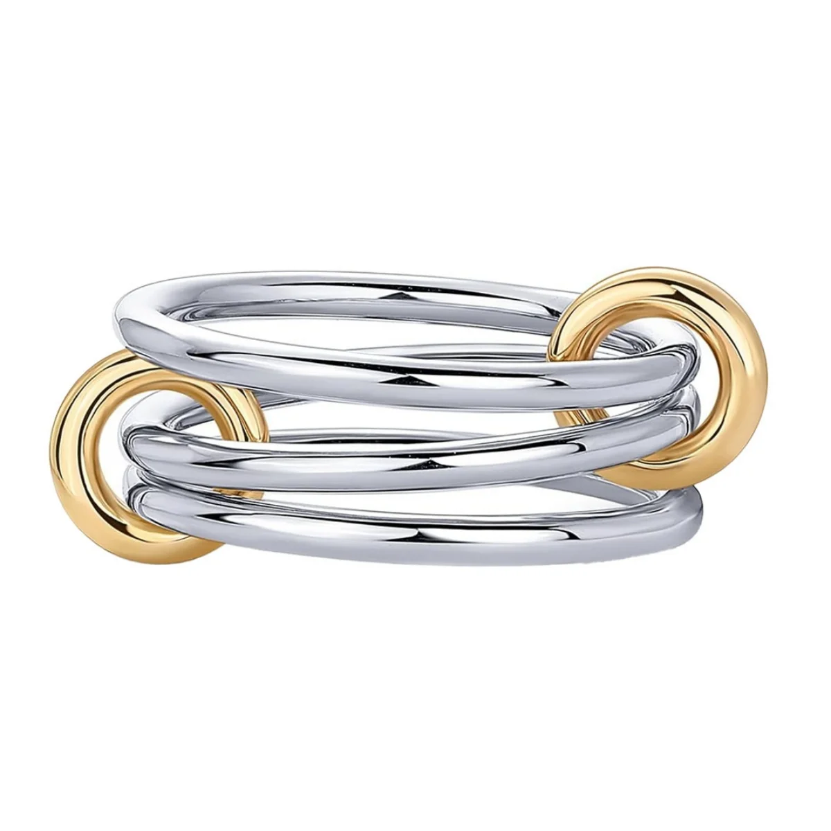 Ein zweifarbiger Nischen-Kupfer-Schmuckring mit vier Ringen, hypoallergen, Ins-Stil, stapelbares Artefakt, geeignet für junge Frauen