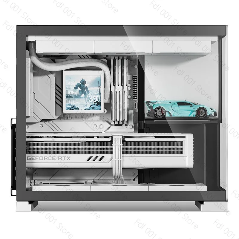 C8 Curve Wood ATX Vertical Gaming Computer Case & Tower Aluminum Construction With Tempered Glass For PC/Desktop Gamers