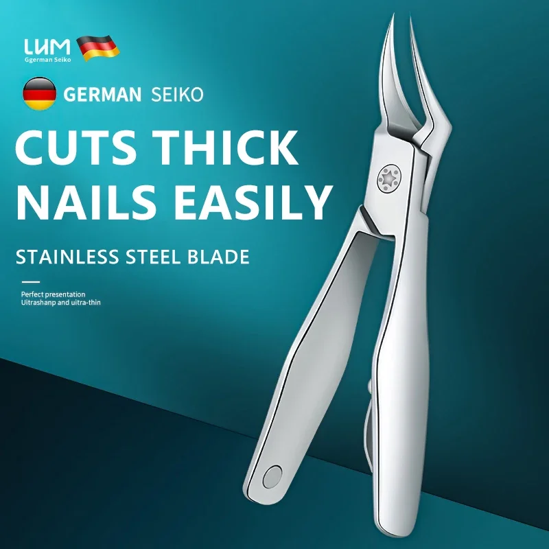 Heavy Duty Toenail Clippers for Seniors & Adults, Wide Jaw Opening, Toe-Fit Blade, Long Handle with Nail File & Protective Case,