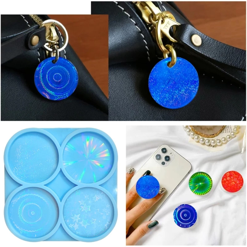 Colorful Resin Mold Silicone,Phone Grip Resin Mold,Badge Reel Mold Jewelry Casting Mold for Keychain Pendant