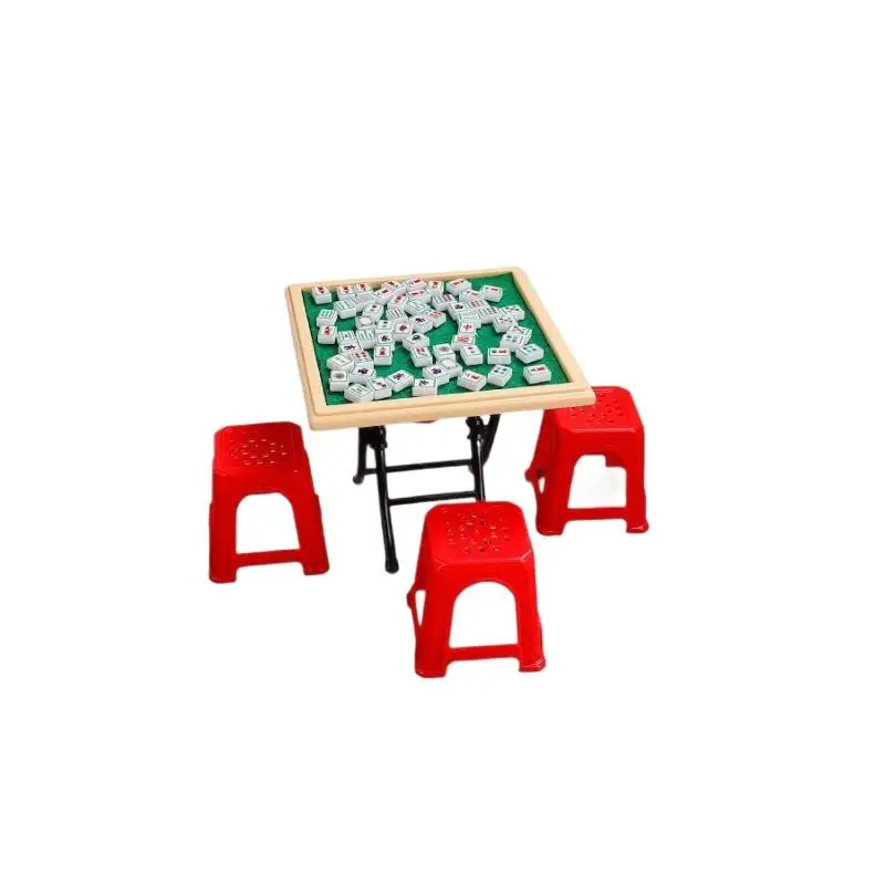 1 conjunto de acessórios para casa de boneca, casa de bonecas 1/12, kit de mesa e cadeira mahjong em miniatura, modelo de casa, brinquedo de decoração