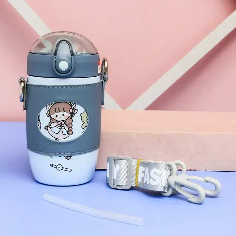 Little Girl with Holster Strap DIY Sticker Household Straw Cup Vacuum Portable Thickened 316 Stainless Steel Egg Vacuum Flask