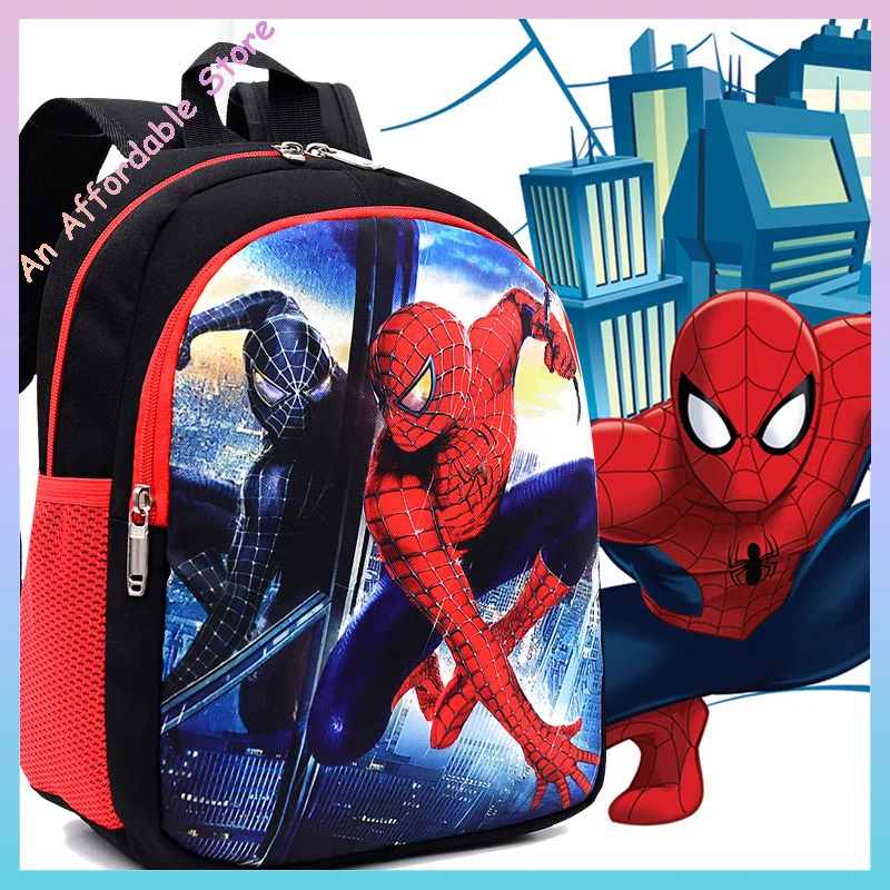 Spider-Man Bag Boys Kindergarten Backpack Large School Bag Cartoon Design First Year Students Double Shoulder Bag Spring Season