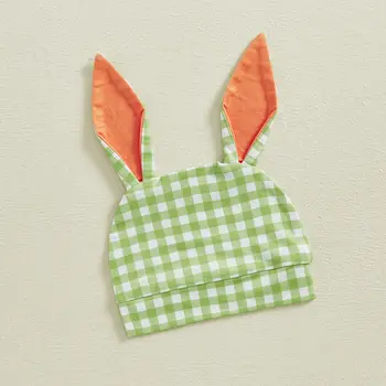 תינוק ילד ראשון פסחא תלבושת ארנב רקמה חוות Romper משובץ סרבל אוזני כובע יילוד תינוק בגדי פסחא 6 best sales תלבושת פסח לתינוק - №3