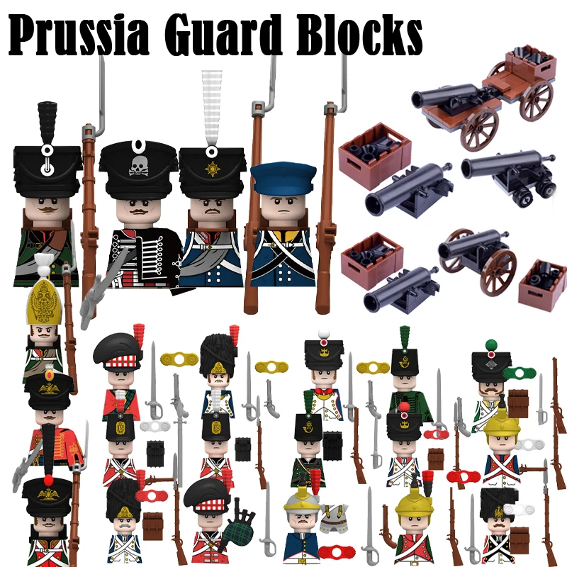 Military Russia Soldier Figures Building Blocks WW2 Army Medieval Napoleonic Wars Gun Sword Cannon Weapons MOC Bricks Toys Gifts