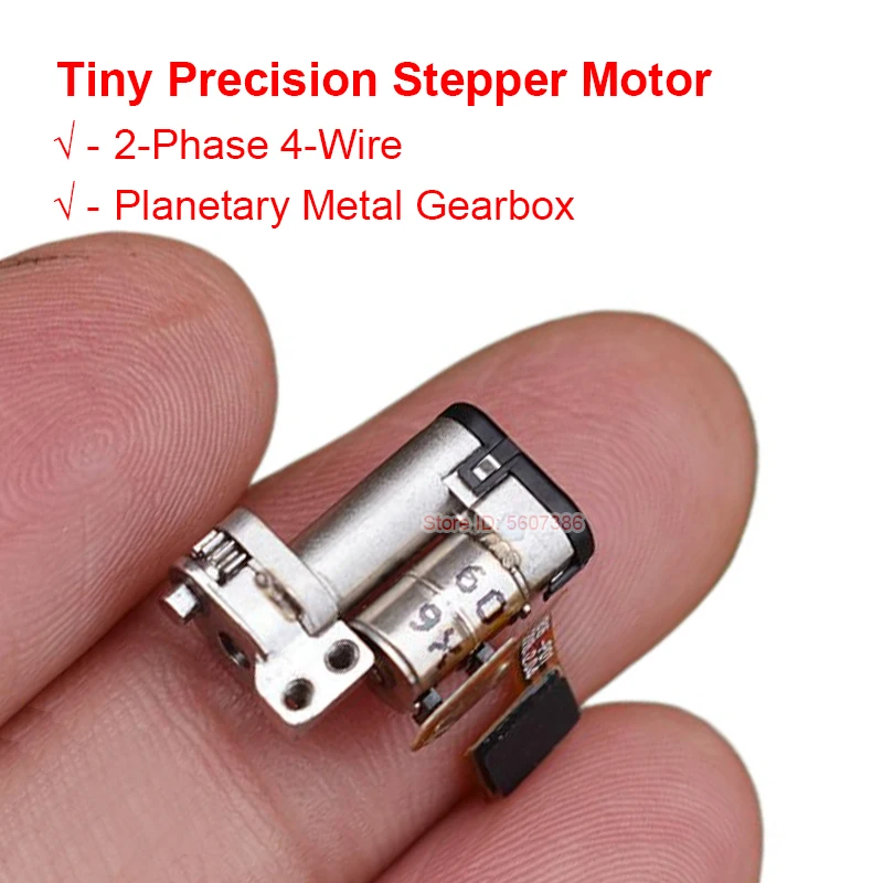 1PCS 2-Phase 4-Wire Tiny Precision Stepper Motor Planetary Metal Gearbox Gear Stepping Motor 1.6mm Flat Shaft