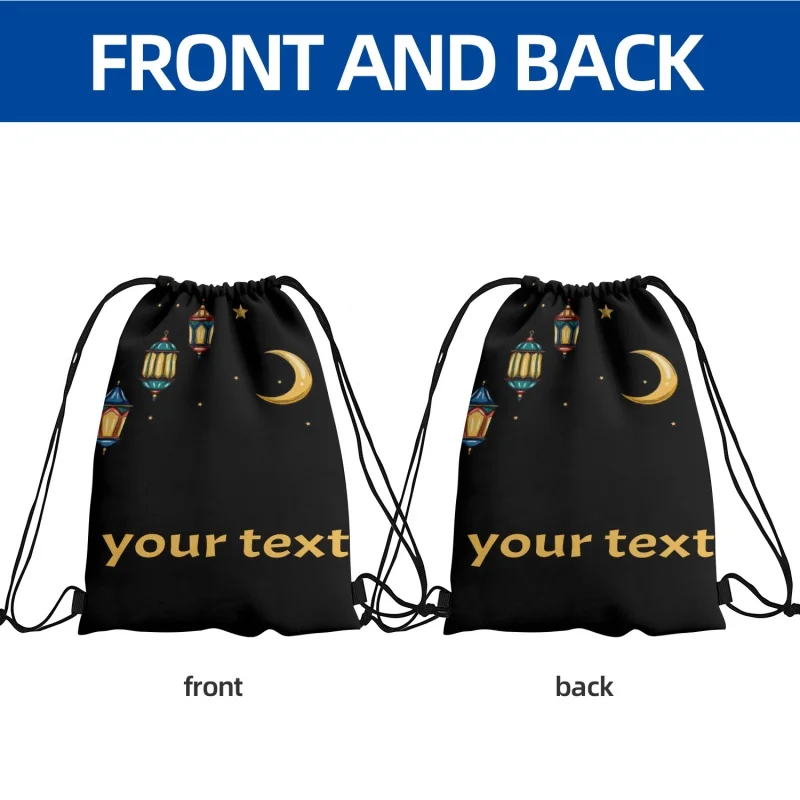 1PC Custom Text Drawstring Backpack 3 Sizes - Adjustable Double Shoulder Bag for Gym, Travel,Ramadan Festival Gifts & Activities