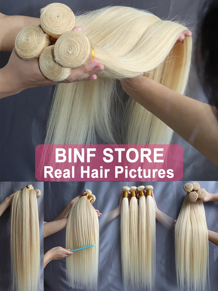 # 613 شعر بشري أشقر العظام حزم من شعر طبيعي مفرود 1 2 3 4 حزم البرازيلي 100% نسج على شكل شعر إنسان حزم الشعر البشري الخام #5