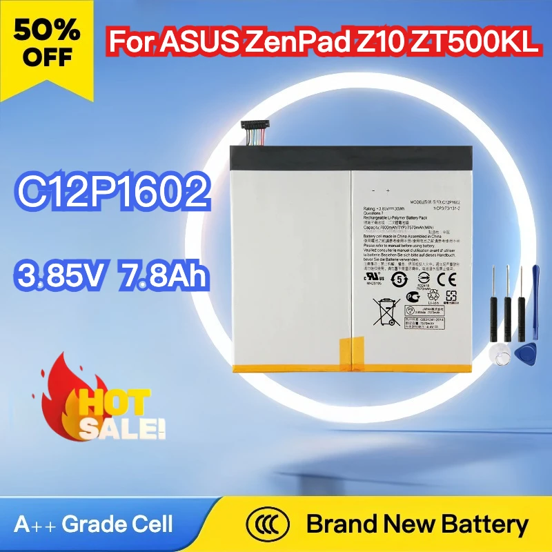 

7800mAh Brand NEW Replacement Battery C12P1602 for ASUS ZenPad Z10 ZT500KL Battery High Quality Tablet Battery with Tools