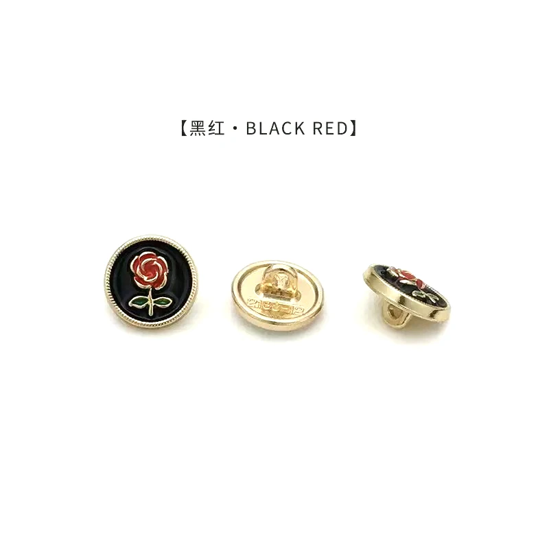 12mm 10Pieces/Batch Alloy Rose Round Handmade Sewing Accessories DIY Fashion Cardigan Jacket Decorative Buttons