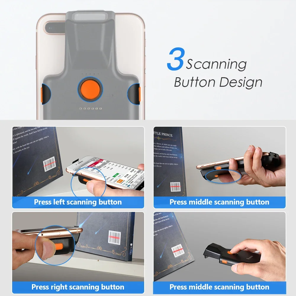 Eyoyo EY-017LP Tragbarer 1D/2D-Barcode-Leser mit Rückenclip, funktioniert mit Telefon, QR-Bild Maxicode PDF417-Bildschirmscanner