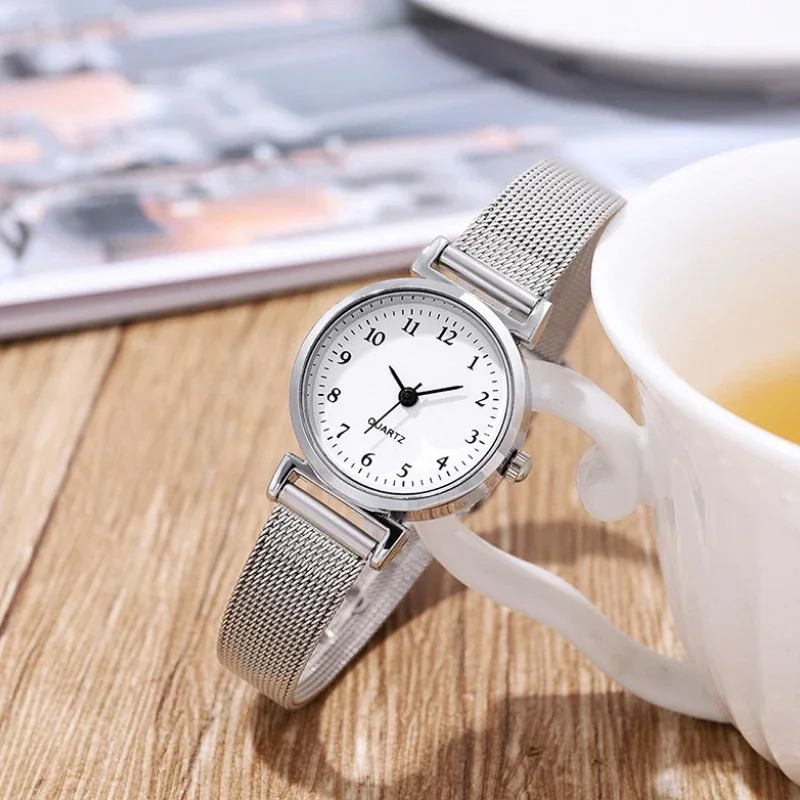 Women Watches Saat Simplicity Silver Mesh Strap Women's Bracelet Watch Casual College Style Fashion Versatile Clock Gift 손목 시계