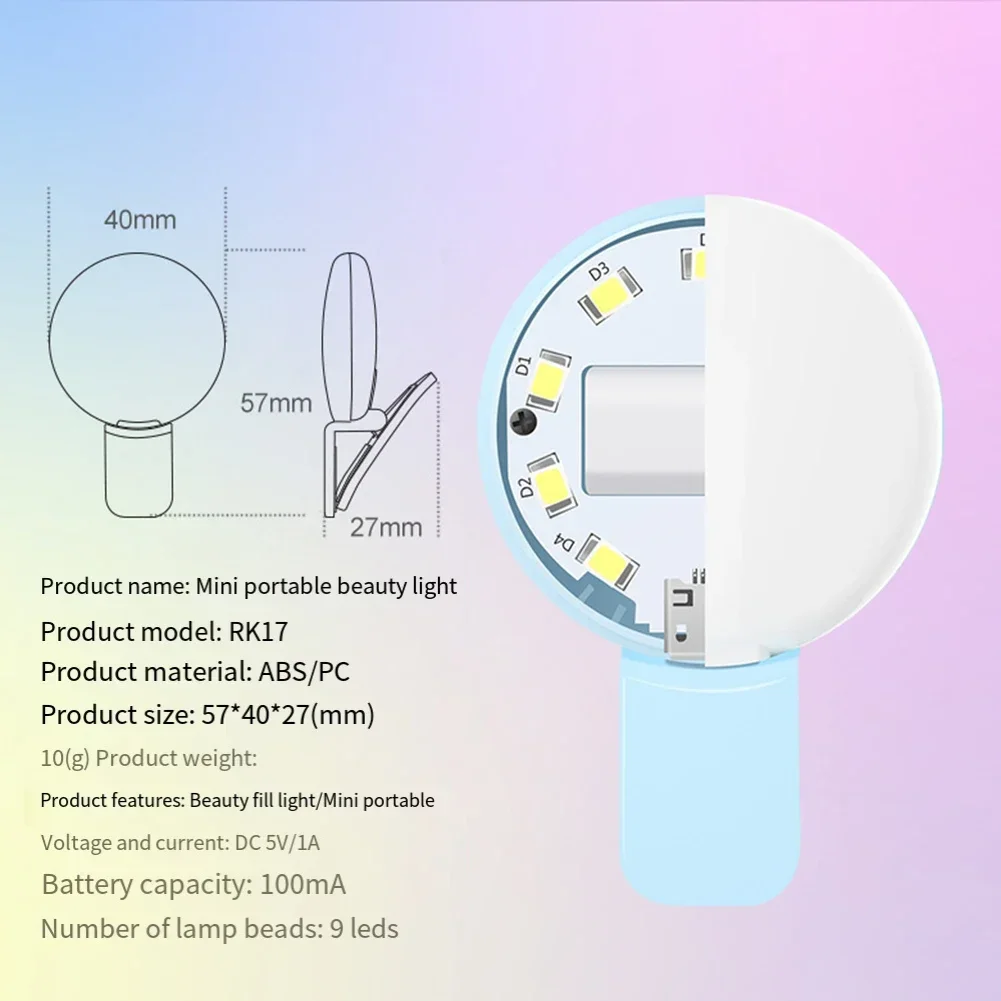 Lampada a LED per telefono cellulare luce Selfie per foto dal vivo luce di riempimento portatile per la fotografia della fotocamera del telefono cellulare