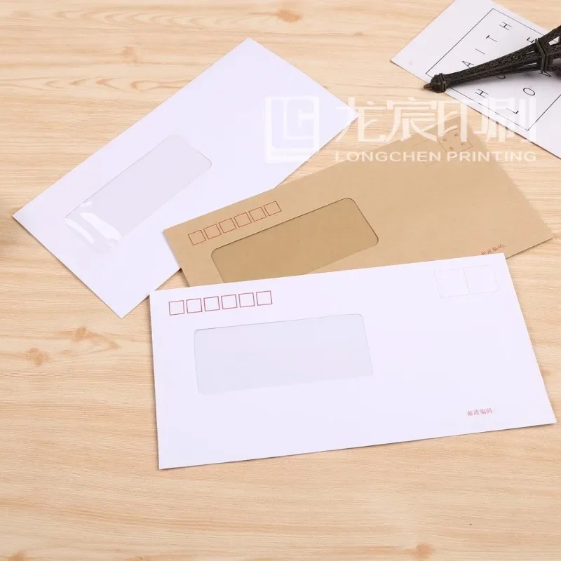 No. 5 window envelope 22 * 11cm thickened 120g envelope paper, blank transparent window envelope, printable