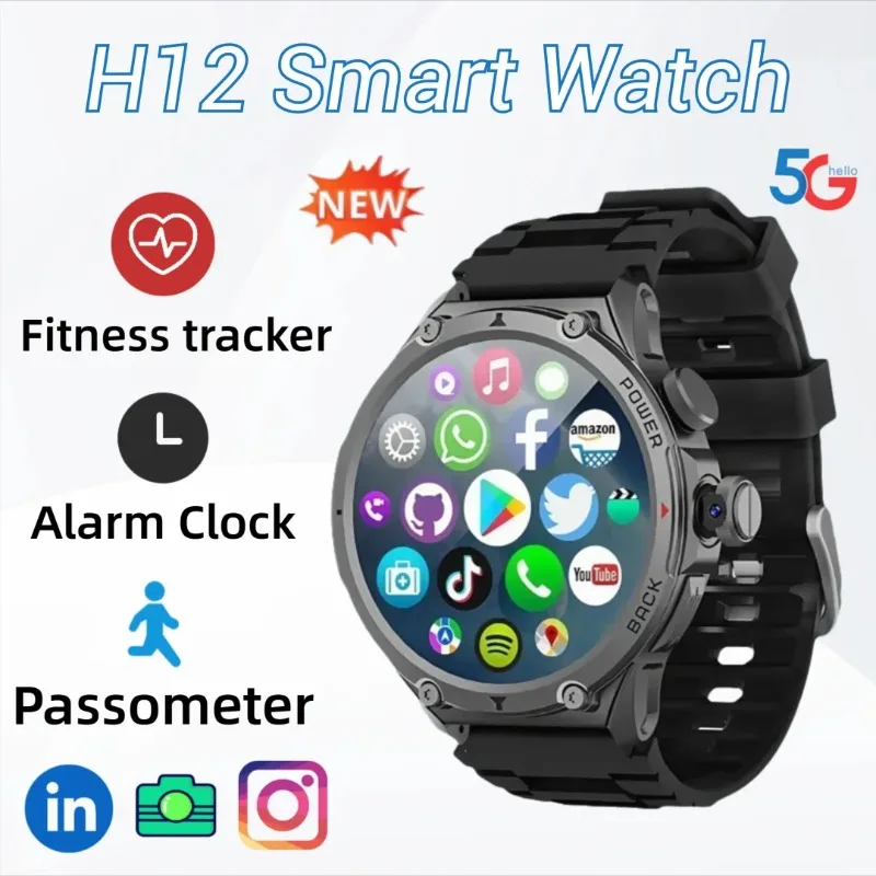 

H12 smartwatch4G 5G LTE Android умные часы 1,6 дюйма Amoled 720*720 с разрешением высокой четкости синий свет GPS-позиционирование WIFI