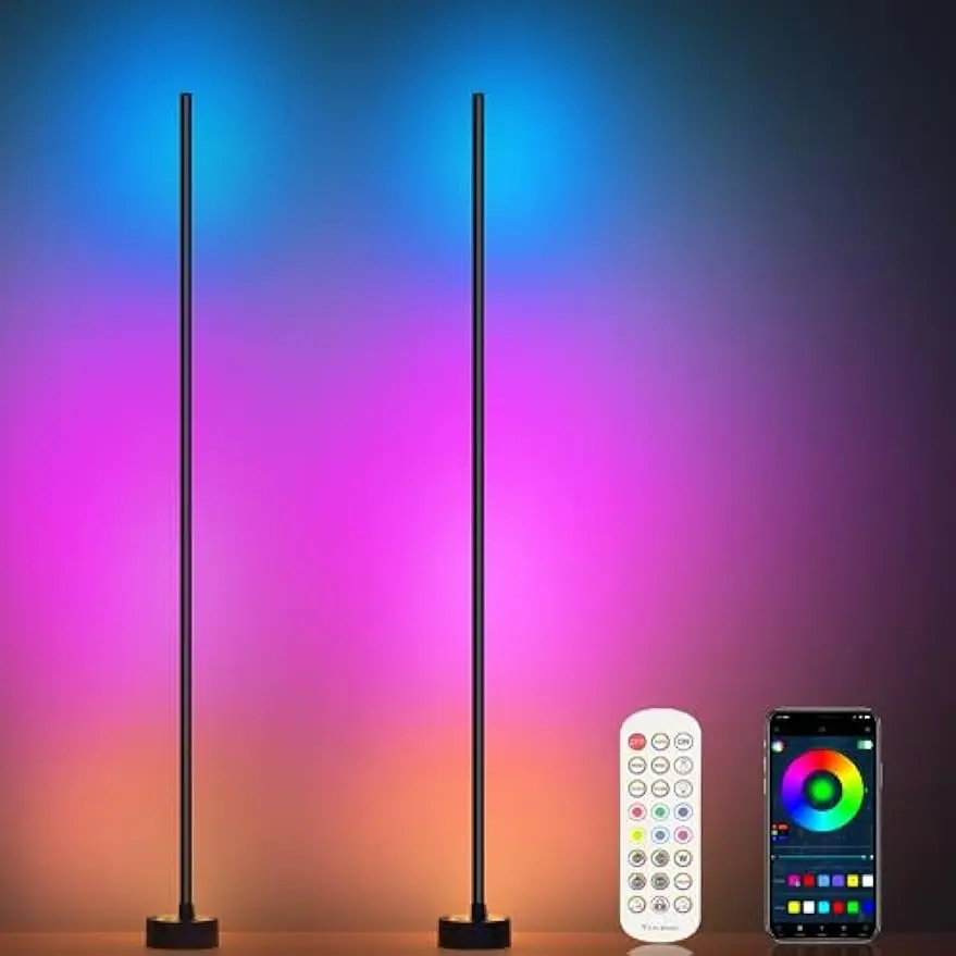 

2-Pack Smart RGB Corner Floor Lamp with App/Remote Control, 16M Colors & Music Sync for Living Room, Bedroom, Gaming