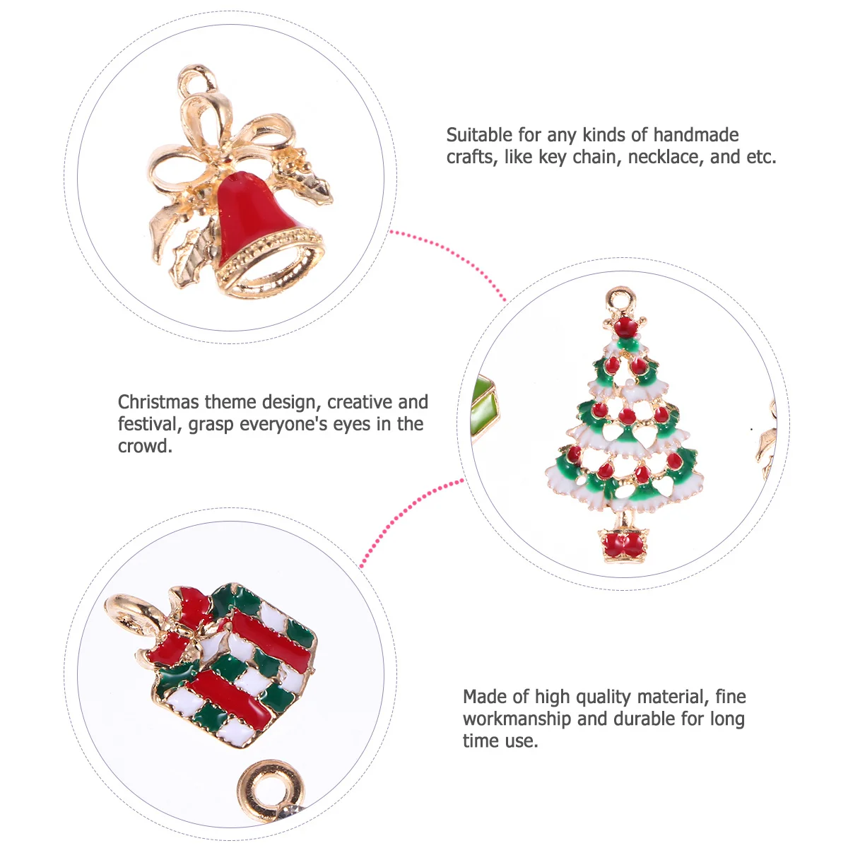 

16Pcs Christmas Pendant Charm Set Alloy DIY Necklace Key Chain Jewelry Making Accessories Festival Gift Alloy Pendant Charm