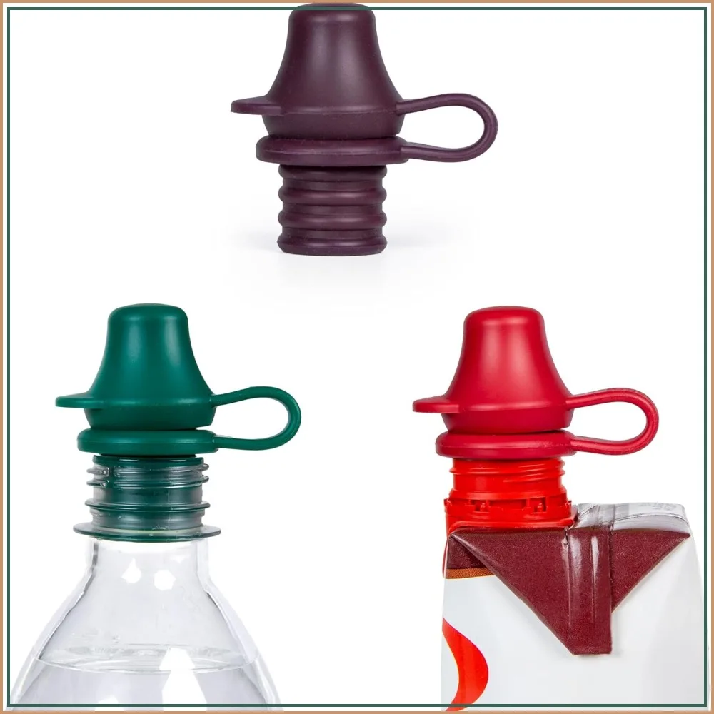 

Original Water Bottle Topper – 100% Silicone Sippy Top Spout with Protective Cap, Spill Proof Lid for Kids and Adults - 3 Pack
