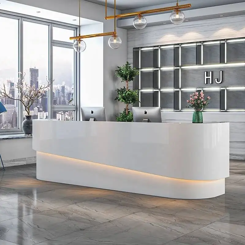 

White Luxury Reception Desks Beauty Salon High-end Counter Front Desk Reception Desks Modern Design Bureau Office Furniture