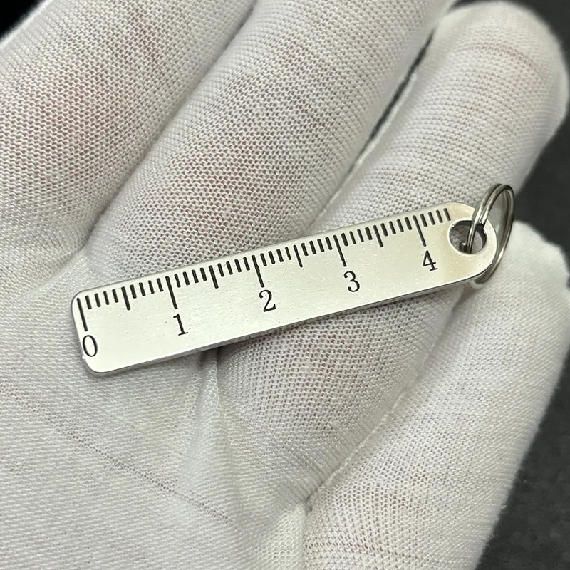 4cm Mini Stainless Steel Straight Ruler Portable Hanging Hole Small Pocket Measuring Ruler Convenient Measurement Tool