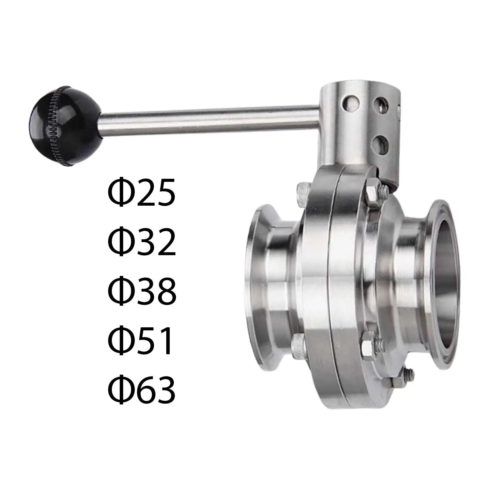 Durable Food Beverage Butterfly Valve Manual Pull Handle 304 Stainless Steel for Homebrew Wine Water Treatment