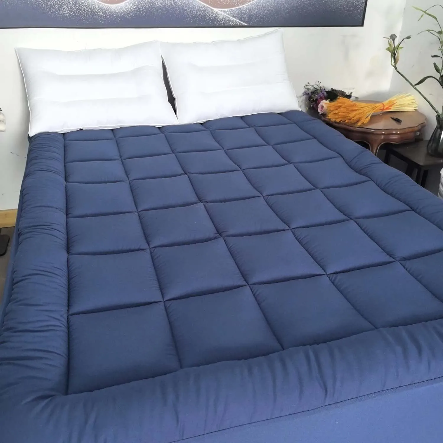 500GSM Mattress Pad Quilted Fitted Mattress Topper Protector with 8-21'' Deep Pocket Thicken Noiseless Breathable Bed Cover Pad