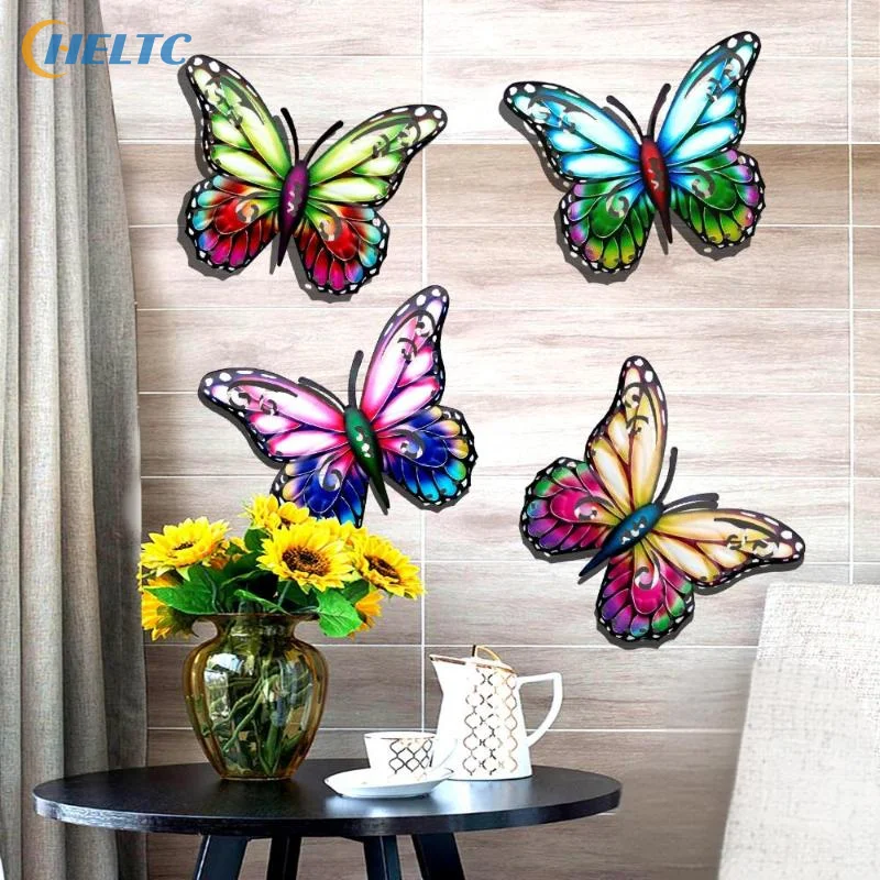 

2D Colourful Wall Art Metal Butterfly Vintage Hand Painted Animal Sculpture Indoor Outdoor Home Courtyard Garden Decor Ornament
