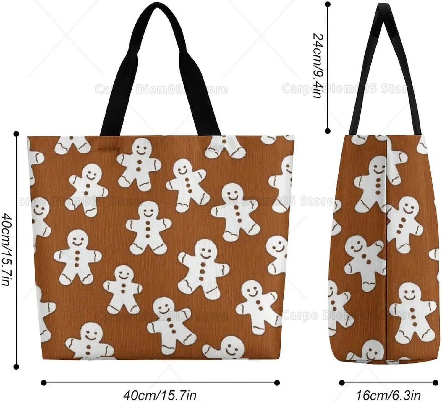 عيد الميلاد الزنجبيل رجل أنيق قماش حقيبة كتف كبيرة مقبض حقيبة للرجال النساء الصالة الرياضية الشاطئ السفر التسوق شنطة هدايا #2