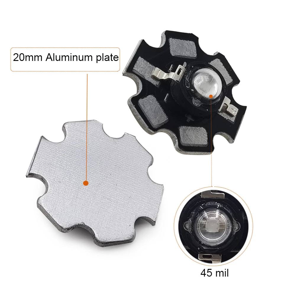 3W UV 365nm 380nm 395nm High Power LED purple Light Chip Ultra Violet Bulbs Lamp with 20mm PCB Aluminum substrate