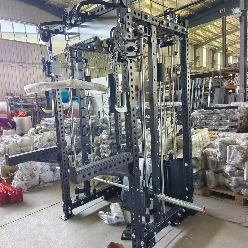 New Hot Power Rack Fully Integrated Functional Machine with Lat Pulldown, Low Row, Smith Cable Crosser, and Dual Weight Stacks