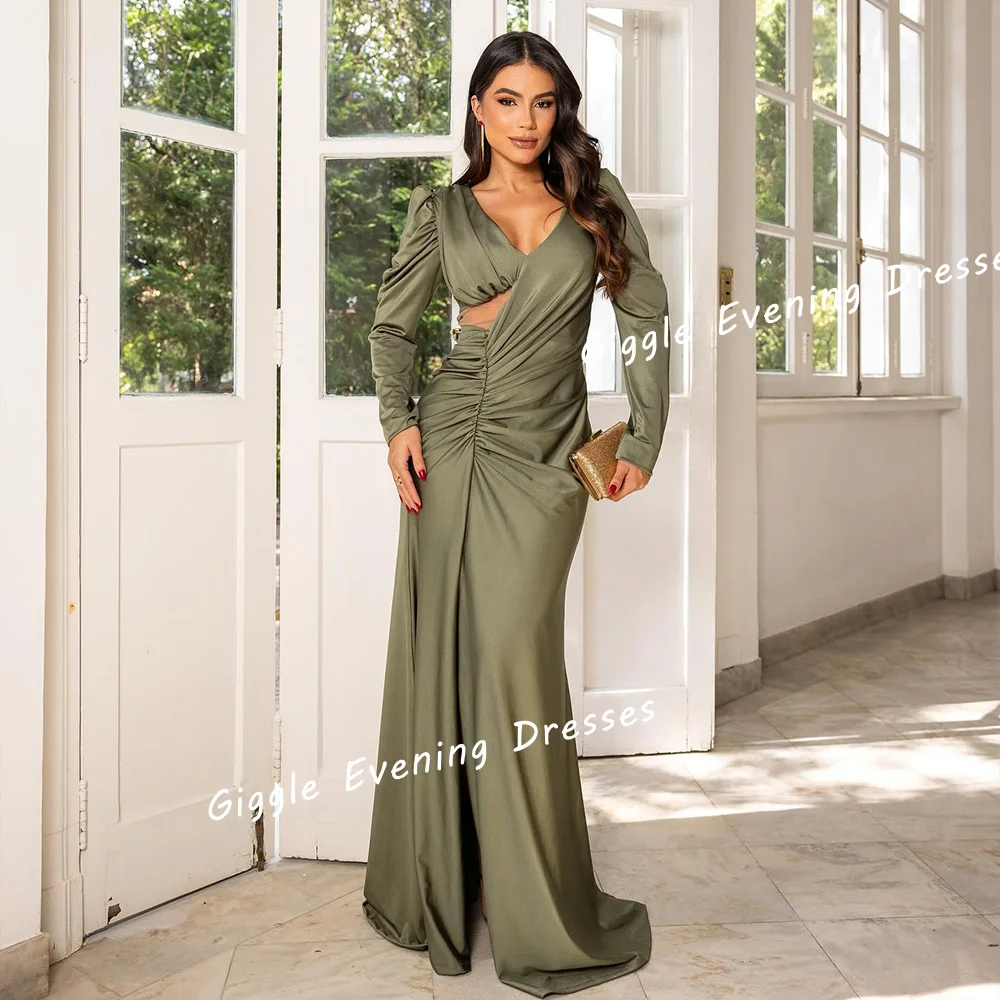 

V-Neck Satin Pleating Prom Gown Close-Fitting Saudi Arab Gala Summer Floor-Length Elegant Nobility Women Evening Dresses 2024