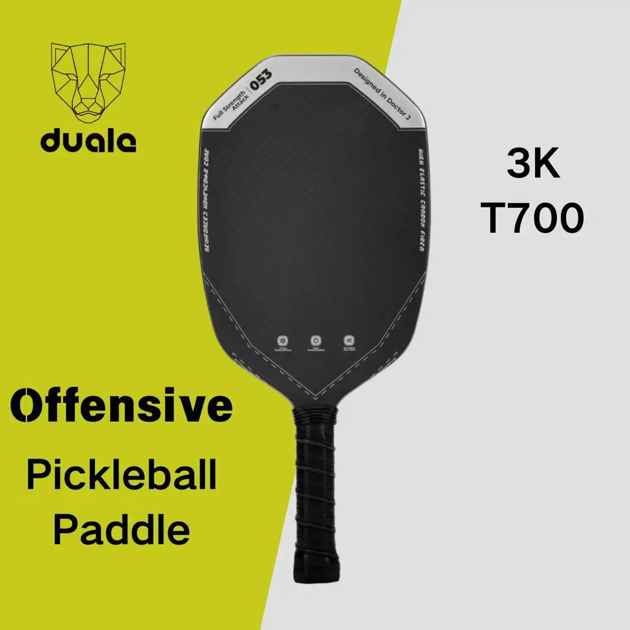 

DUALE Force T700 Carbon Fiber Pickleball Paddle – Precision Engineered for Offensive Players, 3K textured, PP Honeycomb Core