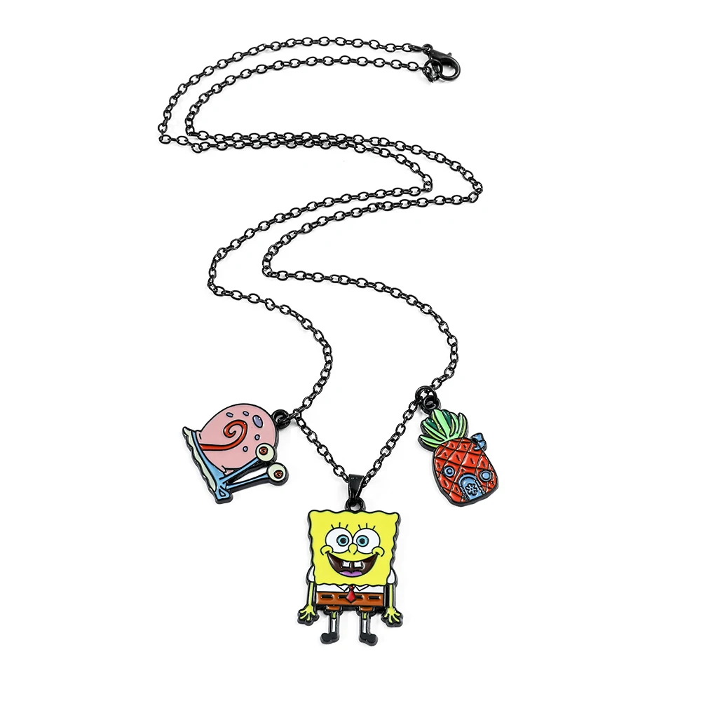 SquarePants Necklace Cute Cartoon Figure Gary the Snail Pineapple House Alloy Pendant Neck Chain Jewelry Accessories