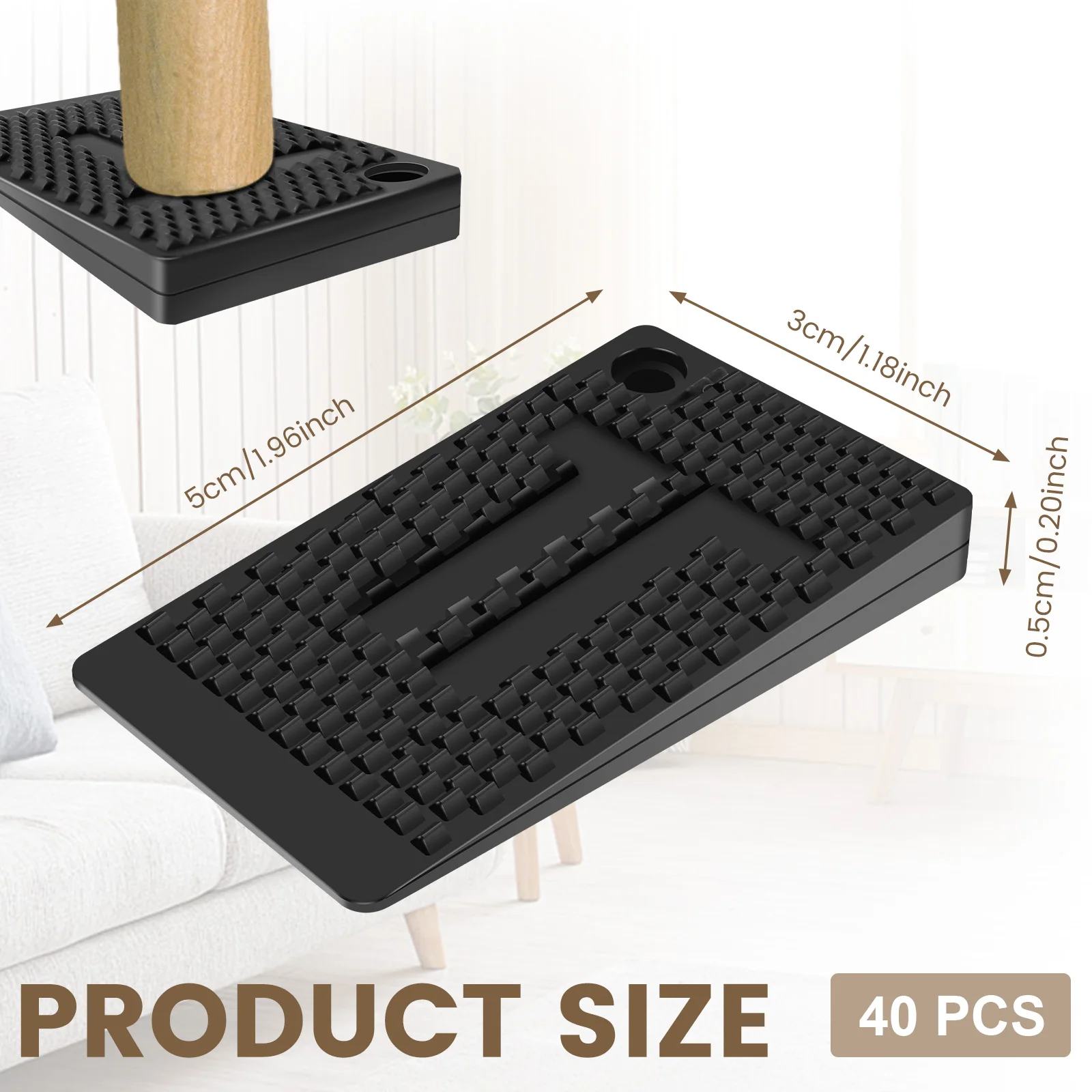 40Pcs Stackable Furniture Levelers, Plastic Shims for Leveling, Rubber Wedge, Table Leg Leveler, Table Shims, Durable Non-Slip