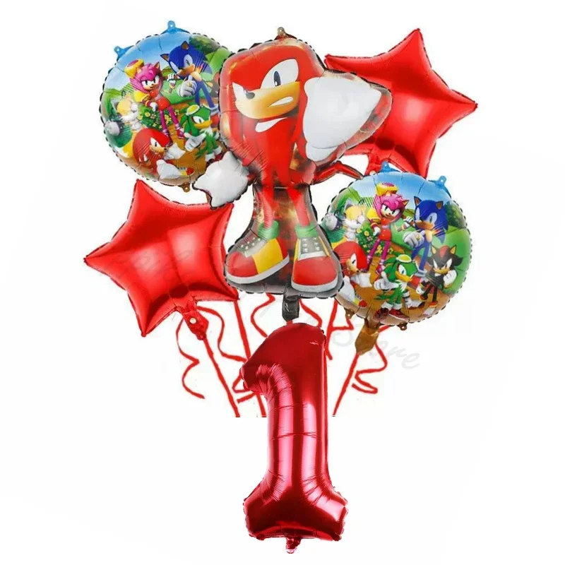 

6 шт. Sonic Red Nakrus, тематический детский воздушный шар с героями мультфильмов, игрушка для вечеринки, ежик, набор игрушек, подарок на день рождения для мальчиков и девочек.