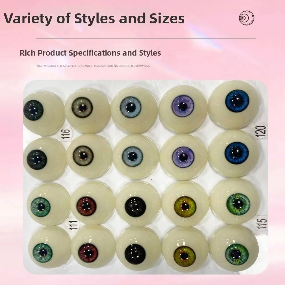 1pair 20mm Acrylic Fake Eyes Eyeballs with 3 Dimensional Fitting Eye 10 Styles Silicone Doll Simulation Eyeballs