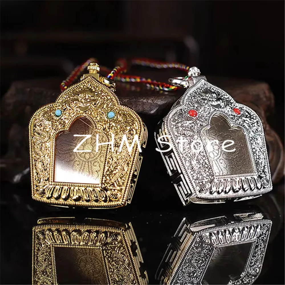 

Silver/Gold Plating Buddhist Suppliers Alloy Metal Double Dragon Playing Pearls Decorate Exquisite Gawu Box Tibetan Pendant