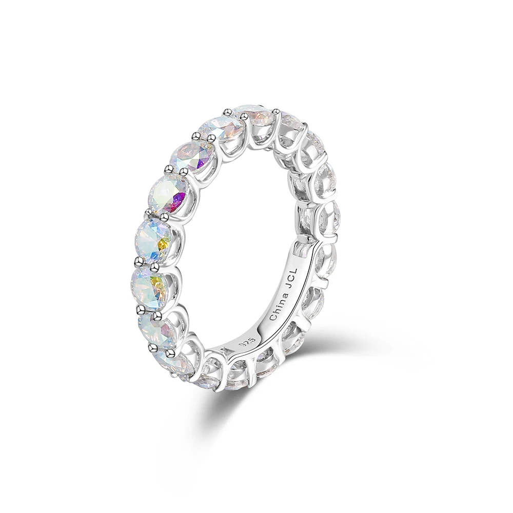 TKJ 925 Sterling Silver Rings Borealis Aurora CZ Diamond Eternity Promise Engagement Ring Wholesale Women\'s Jewellery Bridal Wed