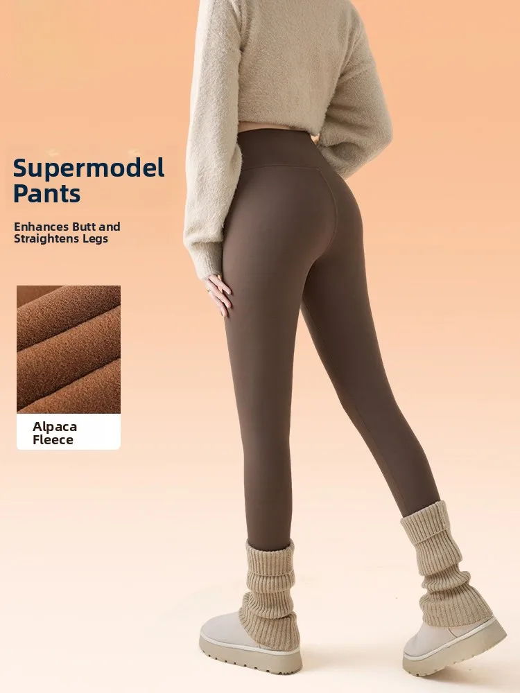 Pantalon de yoga doublé polaire pour femme, taille haute, coupe ajustée, pour le sport et les loisirs, collection automne-hiver, pantalon effet seconde peau