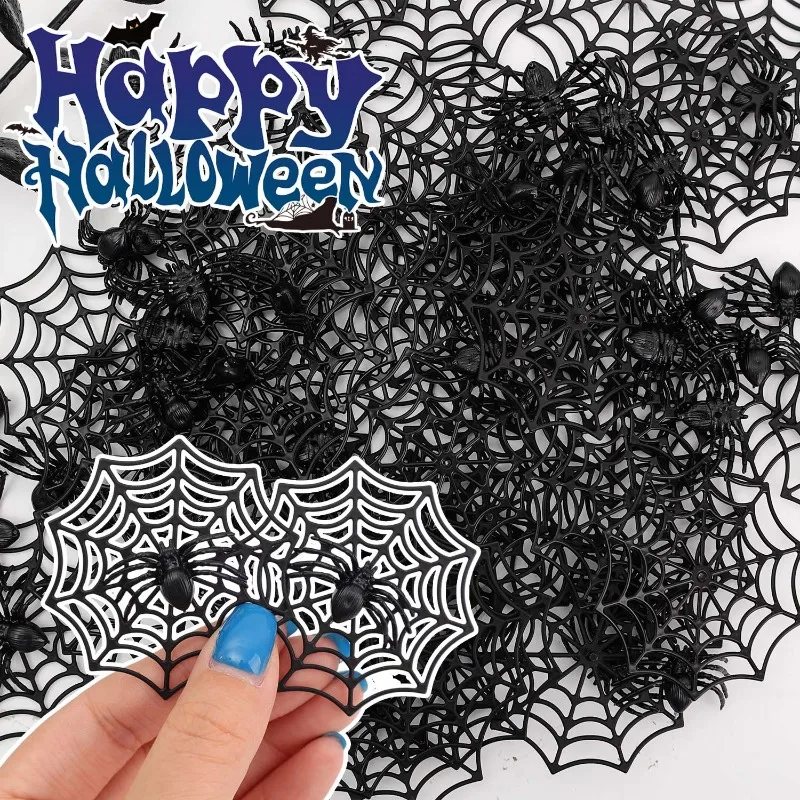 Halloween Black Spiders Mini Fake PE Spiders Horror Spider Web Simulated Insects Spooky Props Haunted House Halloween Decoration