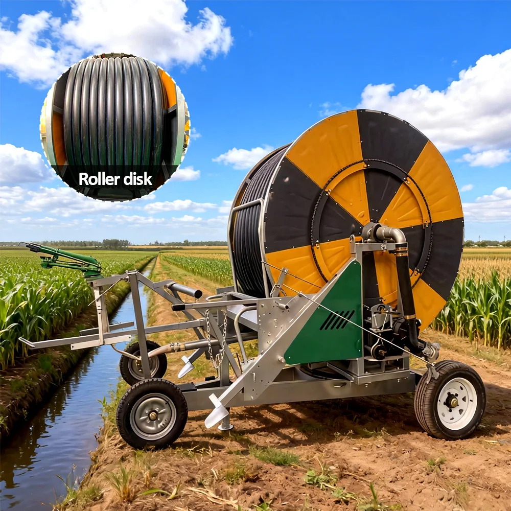 Spray Farm Drip Irrigation Systems Hose Reel  Irrigator with Rain Gun Traveling Long Distance Sprinkling Irrigation Equipment