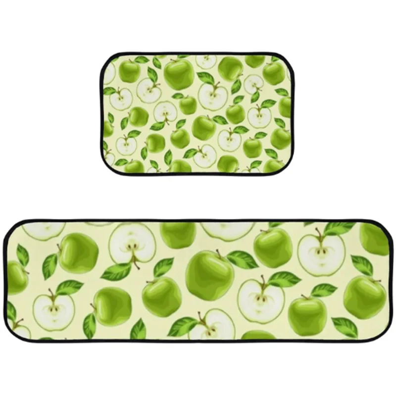 VIKAMA Four-Leaf Clover Spring Kitchen Rug Laundry Room Dining Room Bedroom Living Room Easy-To-Clean Linen Carpet Home Decor