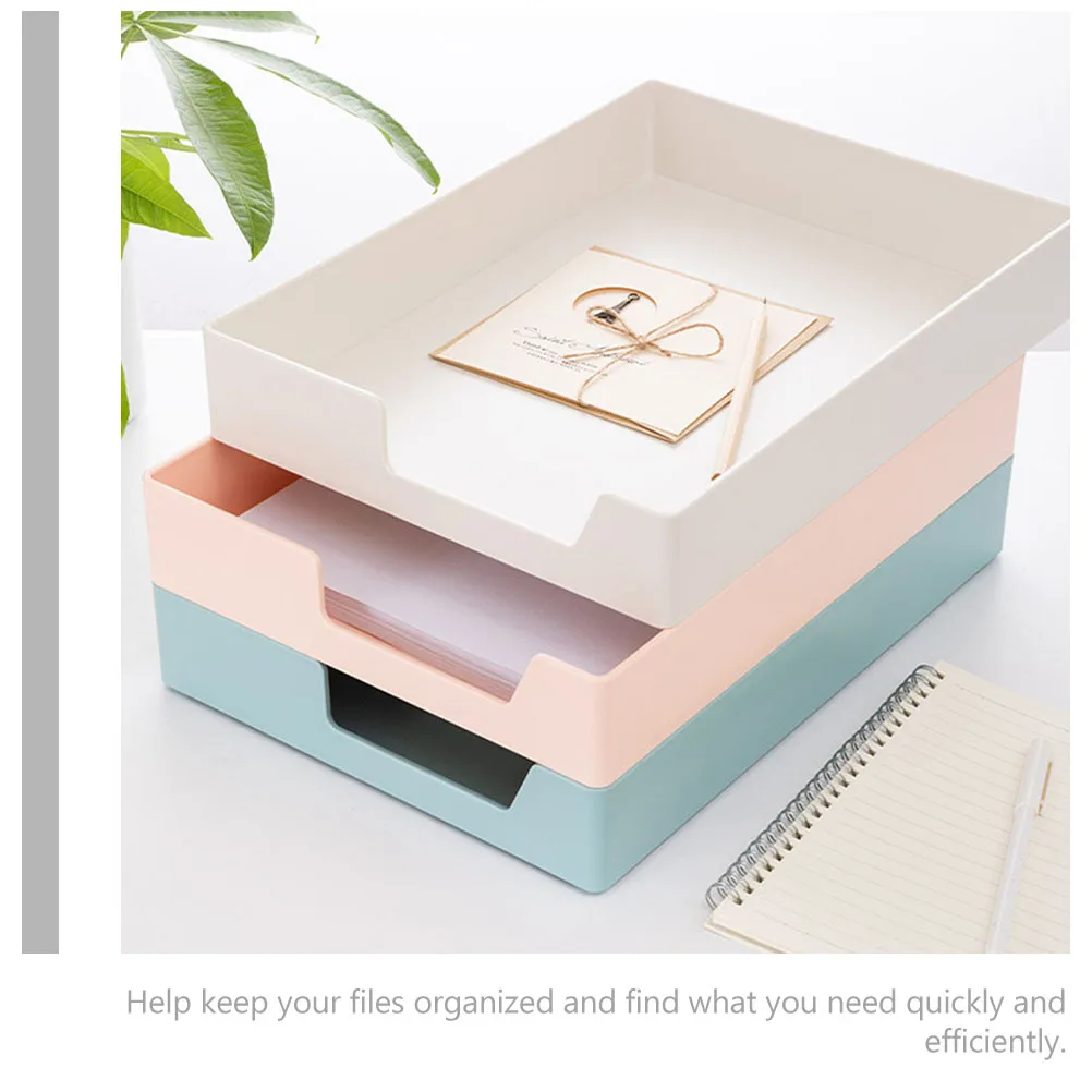 

File Shelf Information Box Translucent Boxes Documents Transparent Colored with Lid Organization Case Organizer Tray Desk Rack