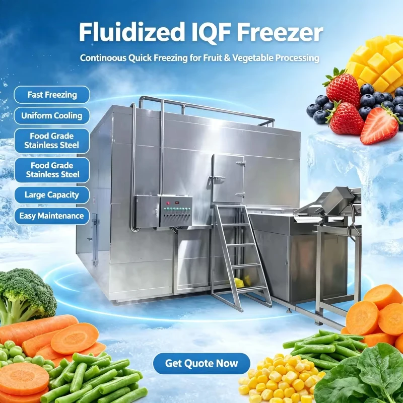 Fluidized Bed Quick Freezer for Frozen French Fries Vegetable Seafood Shrimp Dumpling IQF Food Processing Line Customized