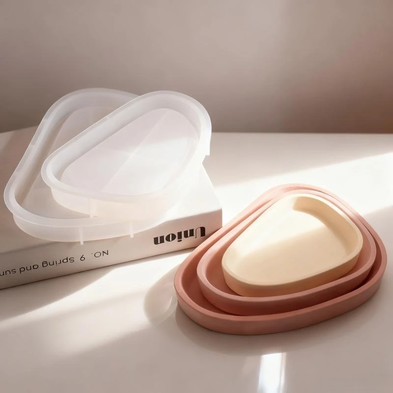 Large Size Irregular Plaster Storage Tray Silicone Mold DIY Display Plate Tray Cement Gypsum Home Decoration Mould