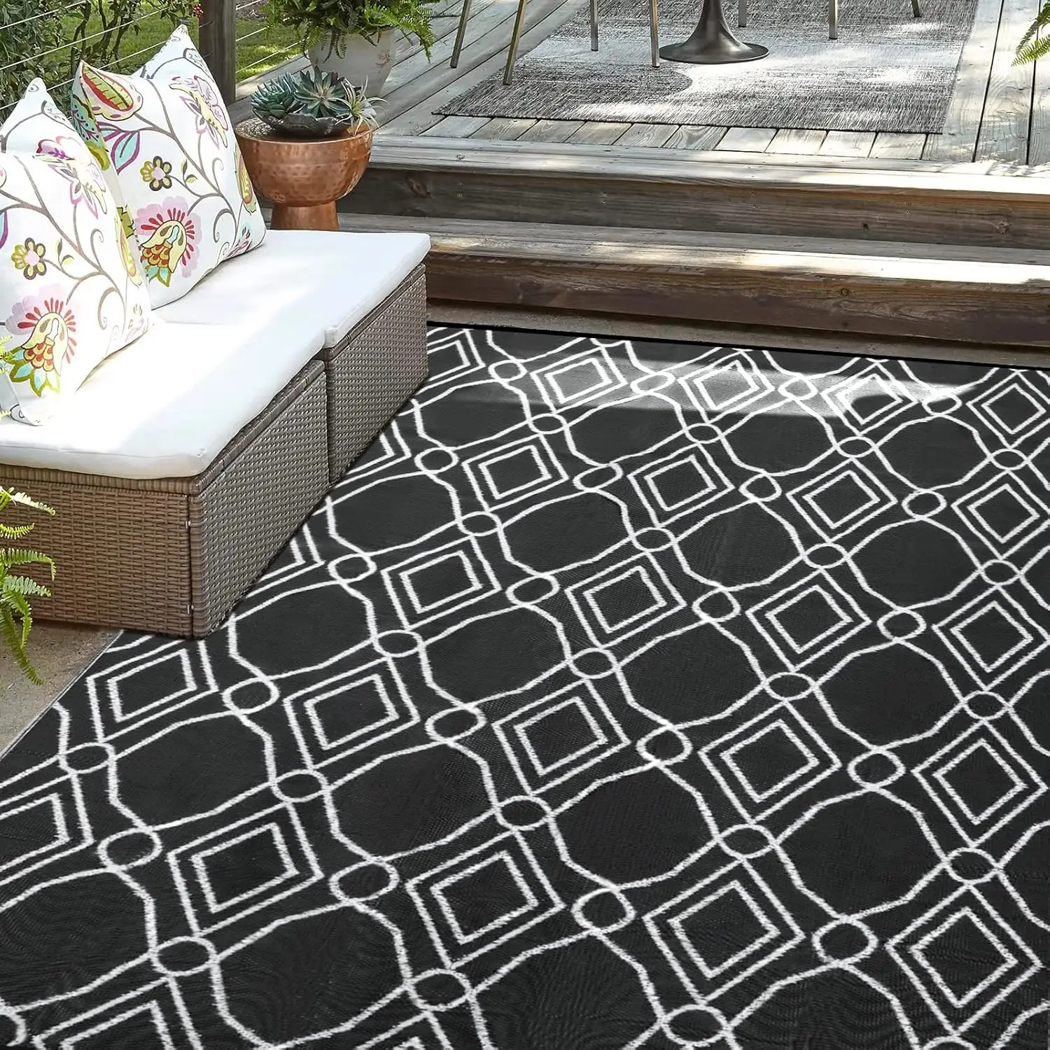 

Outdoor Rug 6x9, Waterproof RV Outdoor Rugs, Reversible Outdoor Camping Rug Patio Rugs Clearance with 4 Corner Loops for RV,