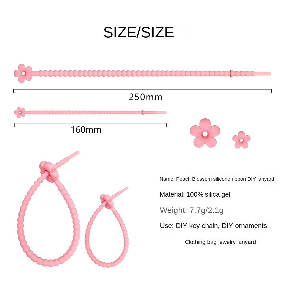 20pcs 16cm Flower Silicone Cable Tie Key Chain DIY Clothing Bag Jewelry Accessories Lanyard Winder Cute Desk Accessories