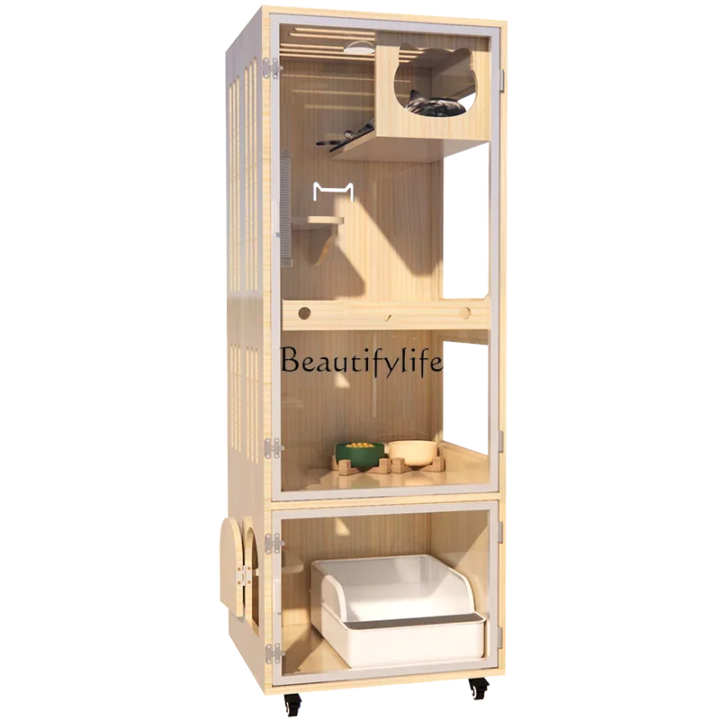 

FG44Three-Layer Cat House Solid Wood Villa Double-Layer Cat Nest Pet Independent Toilet