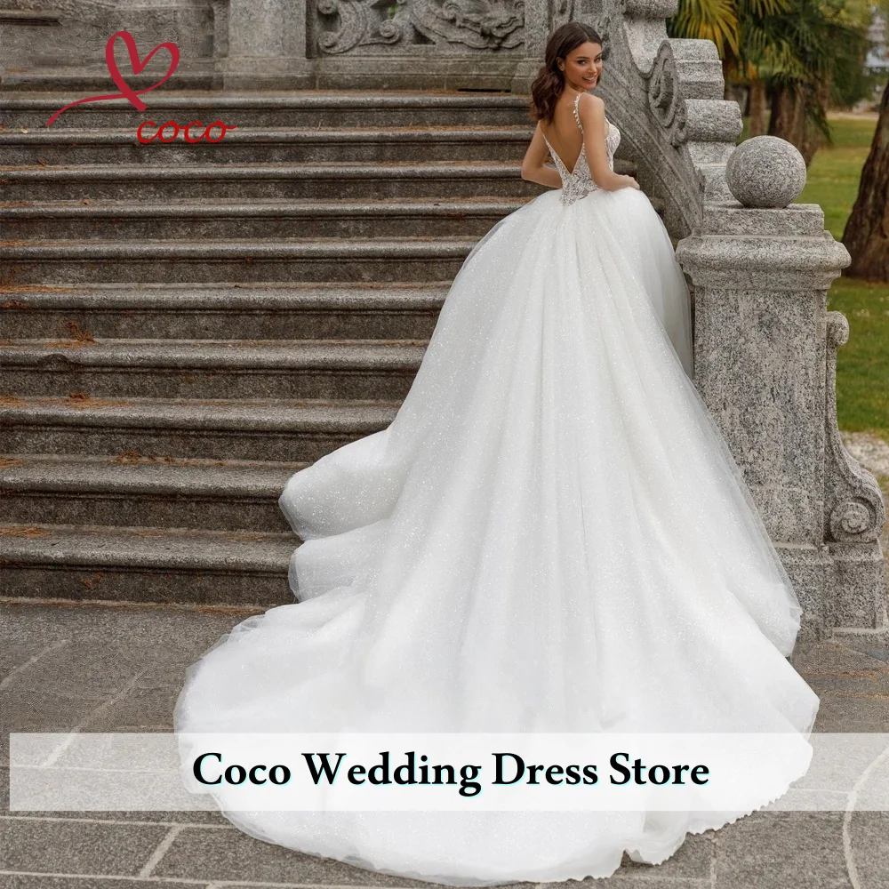 Роскошные аппликации из бисера по индивидуальному заказу, свадебные платья трапециевидной формы принцессы, свадебные платья на бретельках, Vestido De Noiva